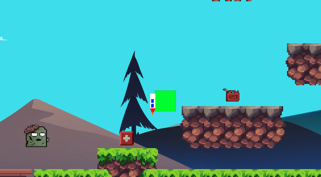 Image of the Jetpack Parkour demo, showing the zombie and character mid-air
